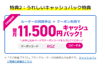 ビッグローブ光公式　WiMAXクーポン